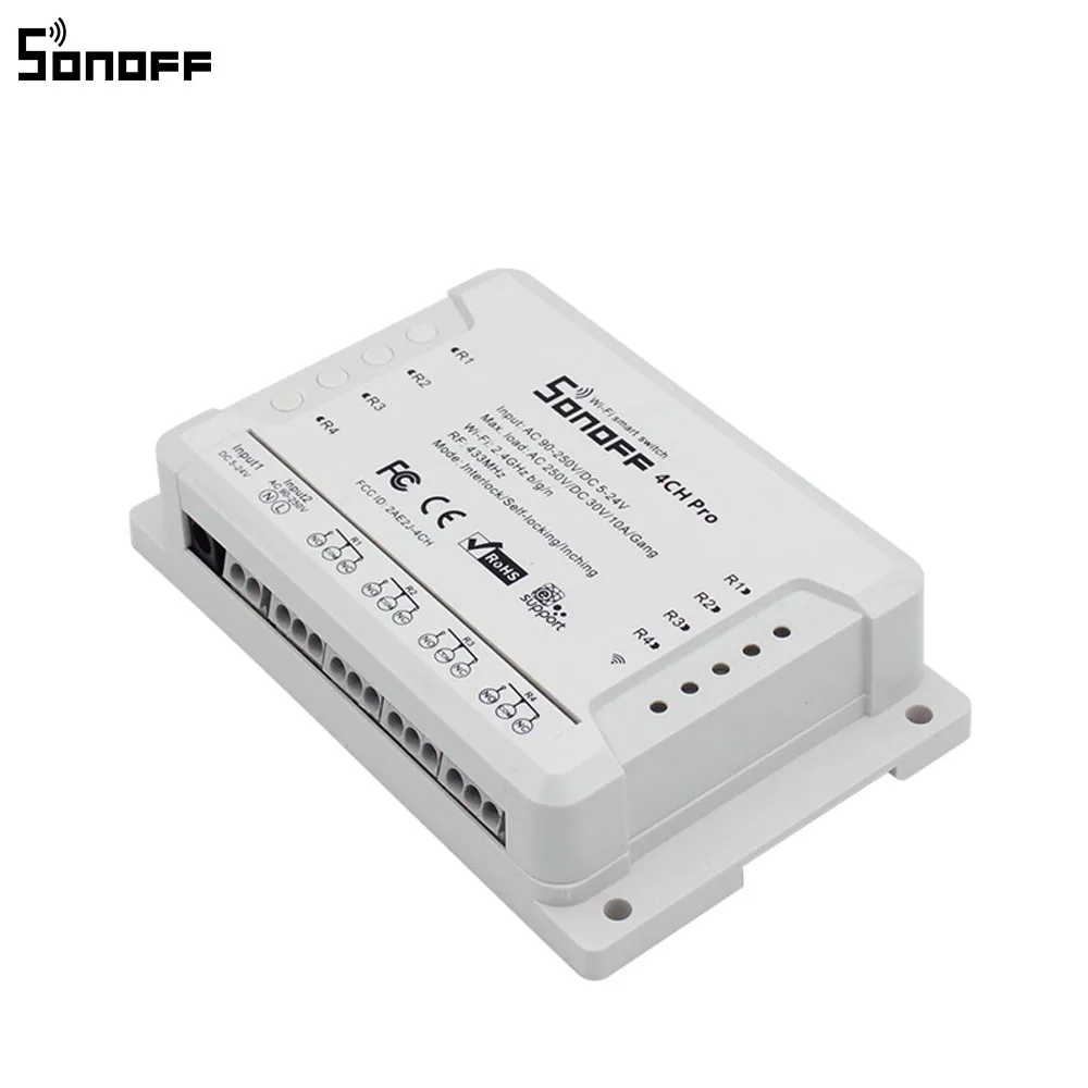 Sonoff 4CH Pro R2 умный Wifi светильник 4 комплекта, 3 режима работы инчинг Блокировка самоблокирующийся RF/Wifi переключатель работает с Alexa