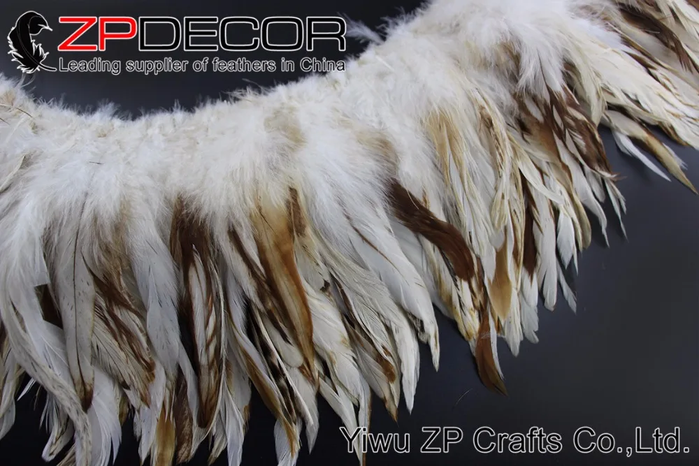 NATURAL BEIGE Strung Rooster Schlappen Feathers (7)