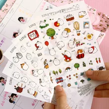 6 Pcs Molang Cartoon Rabbit Decorative Stickers Mobile Phone Stickers Stationery Diy Album Stickers Material Escolar Kawaii