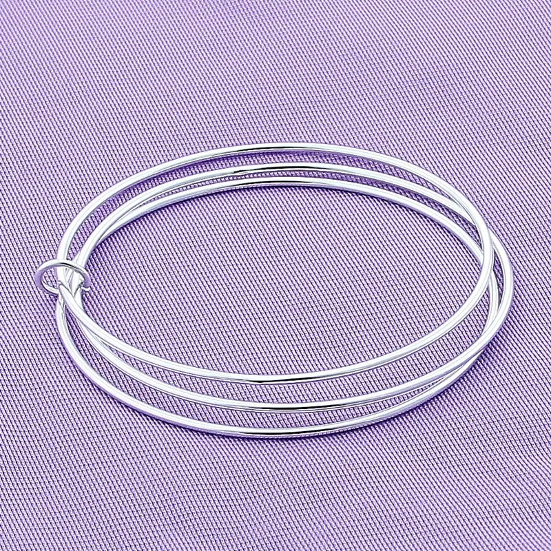 Женский браслет из серебра 925 пробы с тремя кольцами|bangle jewelry|fashion bracelets banglesbangles women