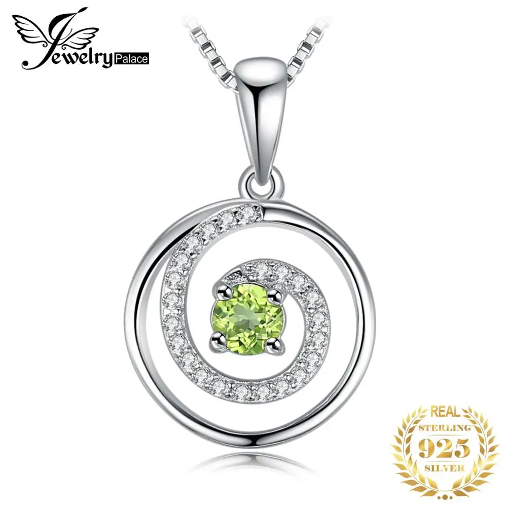 Jewelrypalace swirl 0.4ct круглый Природный Перидот Подвеска для Для женщин Чистая