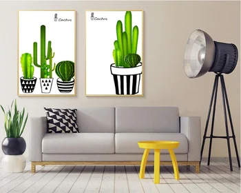 

Nordic Cactus Decorative 2 Pieces Modular Print Picture Wall Art Canvas Paintings Decoration for Living Room No Framed