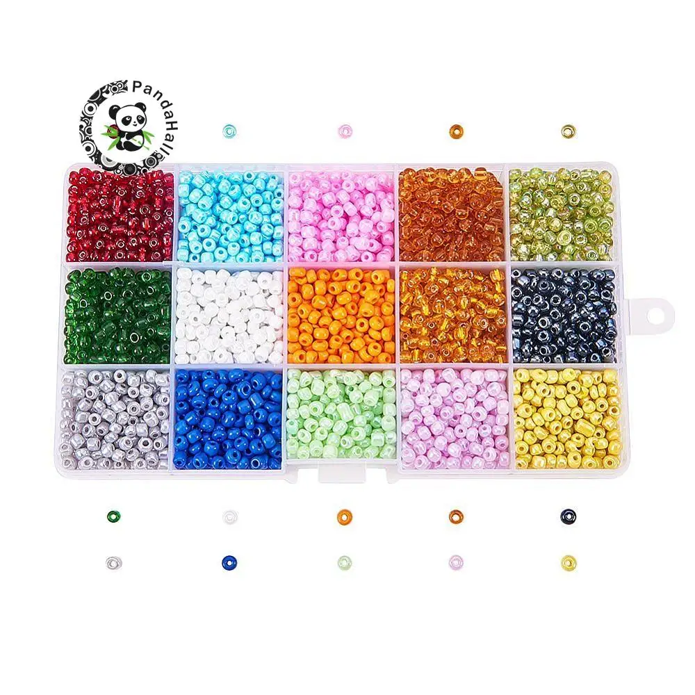 

Pandahall 1 Box 15 Color 6/0 Mixed Color 4mm Glass Seed Beads for jewelry making DIY Accessories, Hole: 1mm Wholesale F70