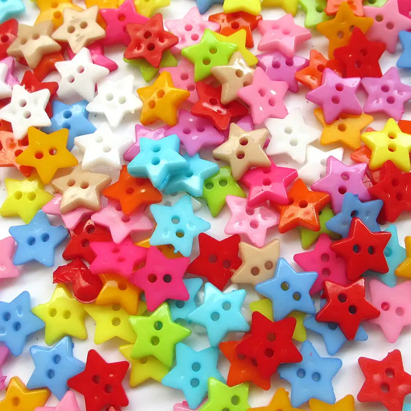 

100 pcs 12mm Plastic buttons lovely mini Star 2Holes clothes button for crafts scrapbooking sewing accessories