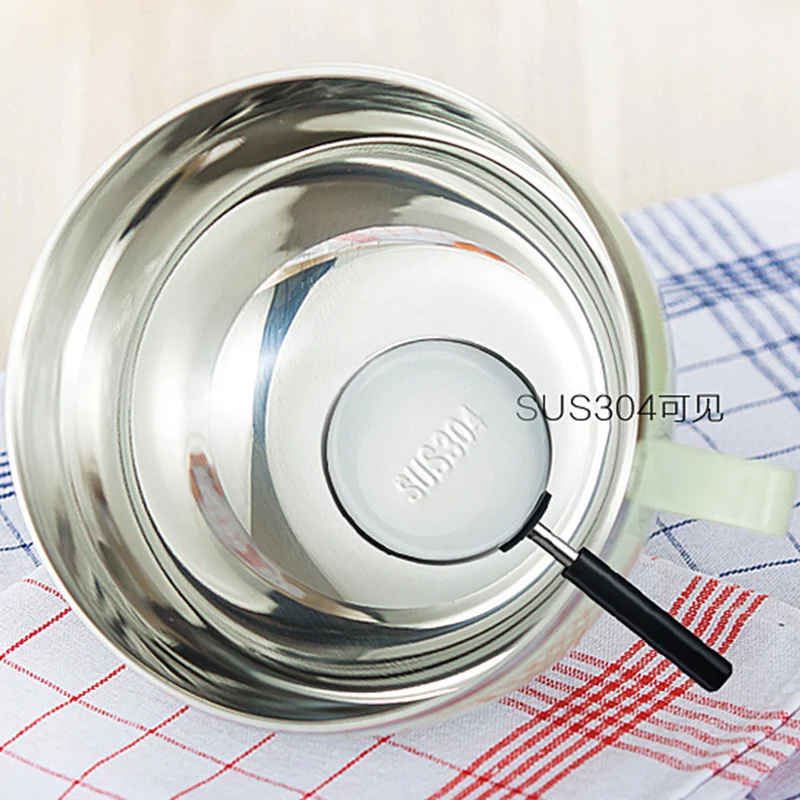 Stainless steel noodle bowl with Handle and Lid insulation bowl 