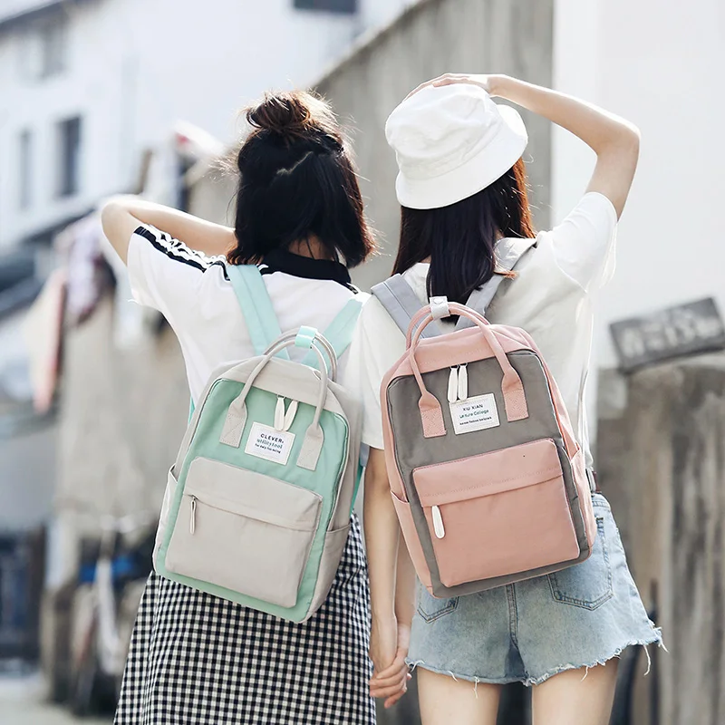 DCIMOR las mujeres Mochila impermeable lienzo Mochila para los adolescentes chica Mochila Preppy paneles mujer Mochila