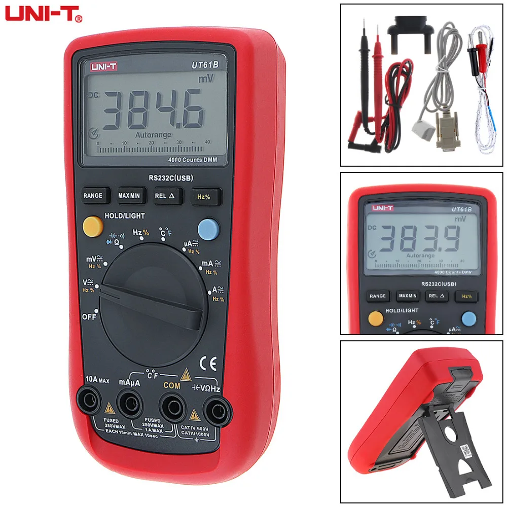 

UNI-T UT61B 3999 LCD Display Counts Precision Digital Multimeter with Backlight Support Automatic Range and RS232C/USB Standard