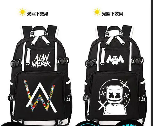 2018 new canvas luminous alan walker backpack women schoolbag