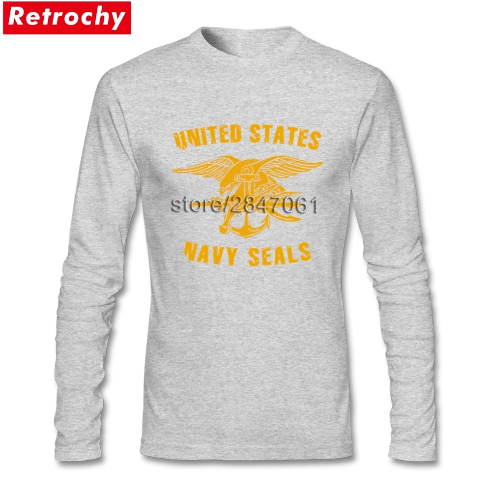 Осенняя Удобная тканевая футболка с длинным рукавом и круглым вырезом, США, морские котики для мужчин, модная дизайнерская футболка, футболка с принтом на заказ