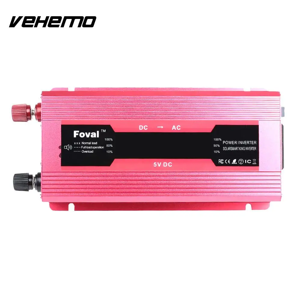 Vehemo DC12V/24 В к AC220V преобразователь солнечной Мощность инвертор алюминиевый сплав