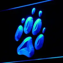 I909 с отпечатками лап собаки кошка Дисплей Показать свет знак включения/выключения 20+ цвета 5 размеров