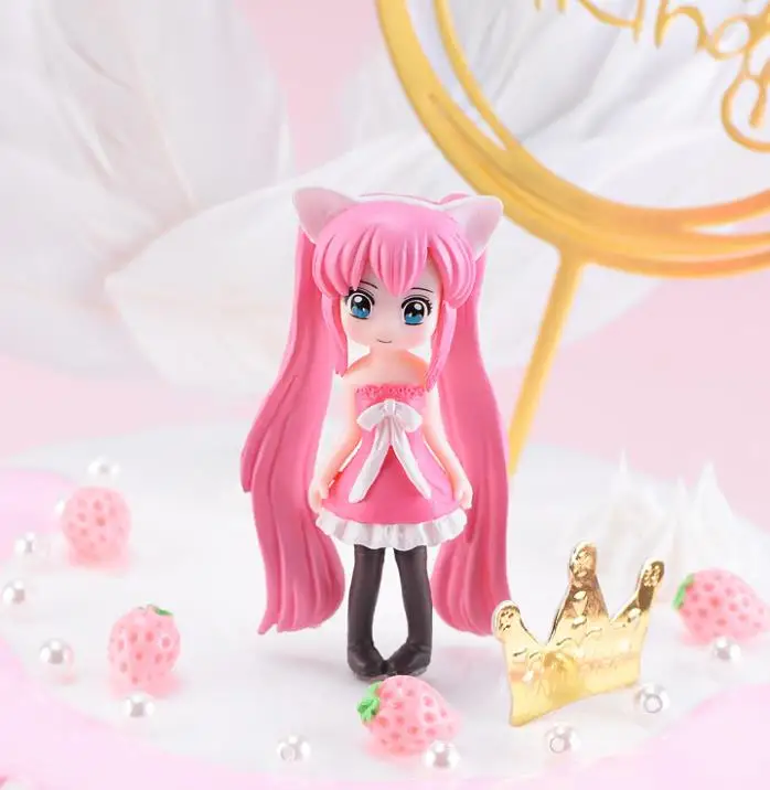 1 Pc Kawaii Cartoon Long Hair Beautiful Girl Model Action Figure Toy DIY Resin Craft Ornament Doll Toy-2