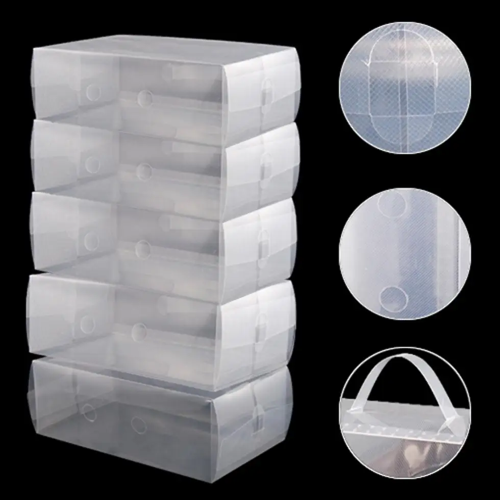 Высокое качество 5 x прозрачные пластиковые мужские коробки для хранения обуви контейнеры Размер 8 9 10 11