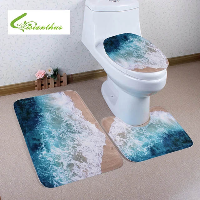 3pcs Set Bath Mats New Ocean Beach Style Bathroom Carpets 3pcs Set Bath Mats New Ocean Beach Style Bathroom Carpets Absorbent Non Slip