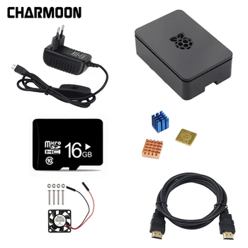 

For Raspberry Pi 3B+ /3/2 Kit ABS Case + Cooling Fan + Power Adapter with Switch + Heat Sink + HDMI Cable + 16GB SD card