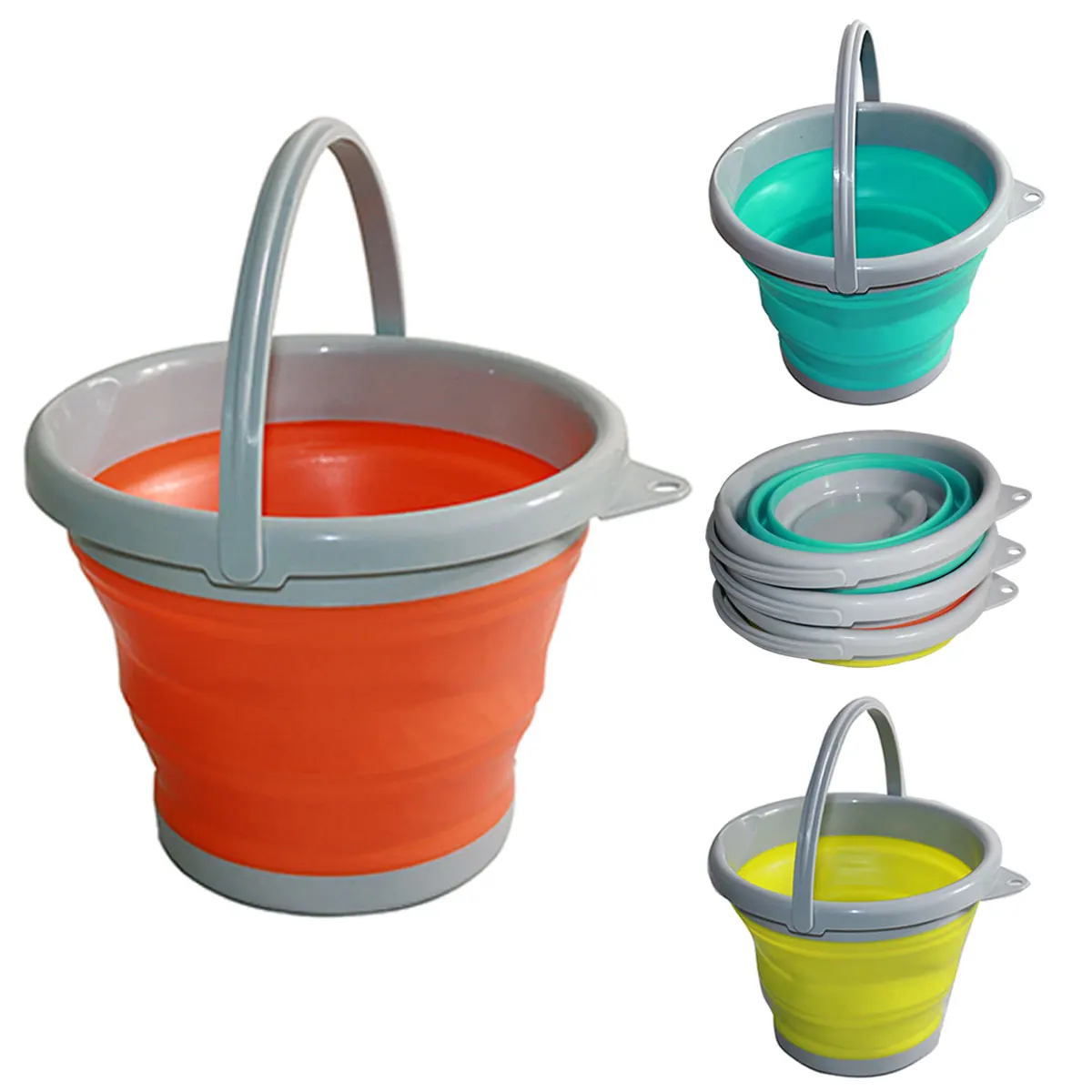 

Bucket for Fishing Promotion Folding Bucket Car Wash Outdoor Thick Silicone Fishing Supplies Color Random Warehouse