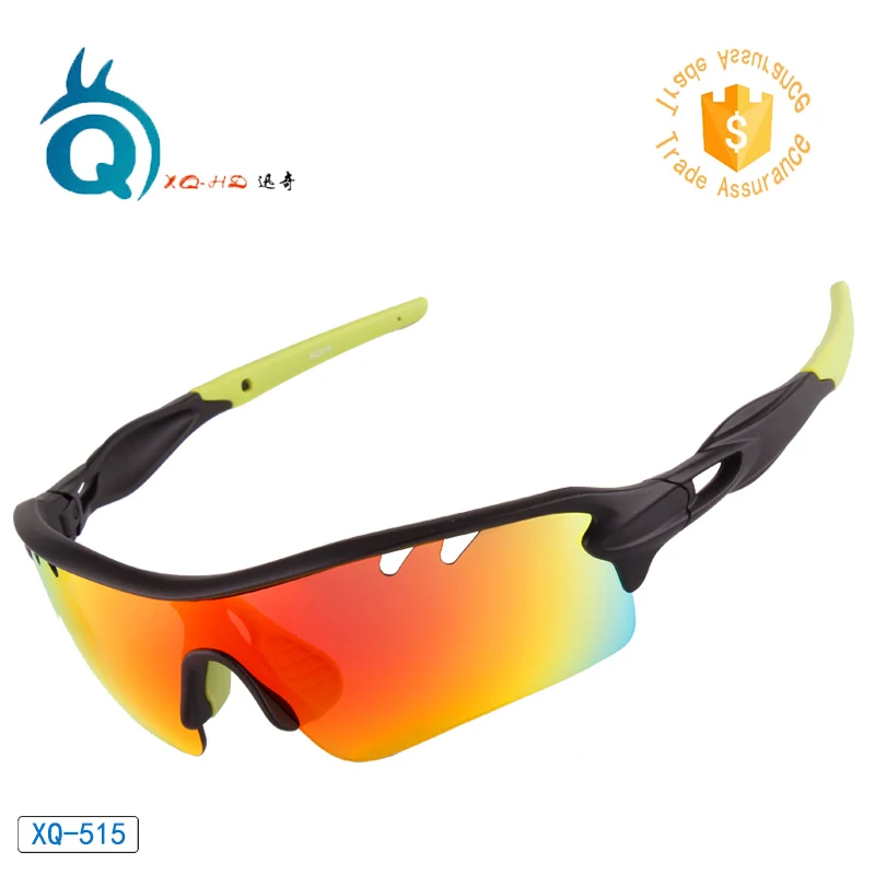 Новые спортивные поляризационные солнцезащитные очки мотоциклетные UV400 Защитные очки для езды на велосипеде, бега, спортивные очки 5 линз - Color: green temple