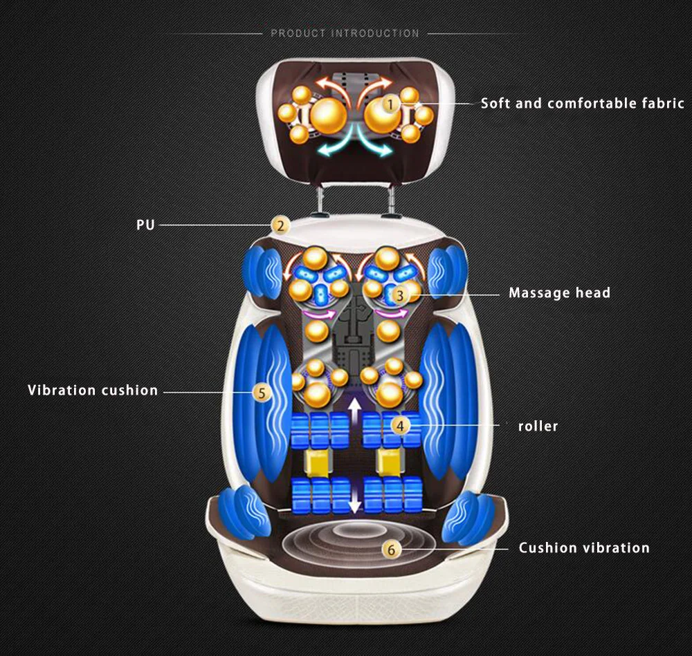 220 v массажер для шеи многофункциональная Вибрация для тела разминающий массажный стул подушка для наклонения на шею, плечи, поясницу