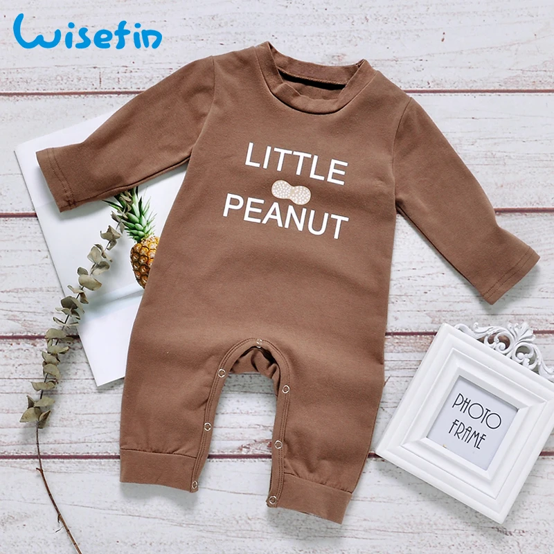 Wisefin Peanut Baby Clothes Letter Long Sleeve Baby Rompers bebek tulum Baby Boy Romper Baby Onesie Newborn Jumpsuit Romper P30