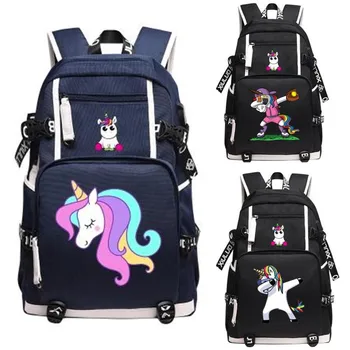 

Dabbing Unicorn Pink Backpack Game Bag Students Book Laptop Shoulder Travel Bag Girl Cartoon Cosplay
