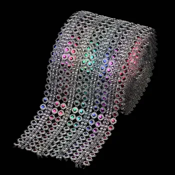 

5Yards(15ft) x 12cm Rainbow Color Diamond Mesh Crystal Sewing Rhinestone Ribbon Trim for Wedding Party Decorations DIY Gift Wrap
