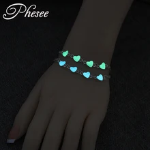 

Phesee Luminous Heart Pendant Bracelets For Women Pretty Punk Bracelet Lover Bangles Party Fashion Female Bracelet Jewelry Gift