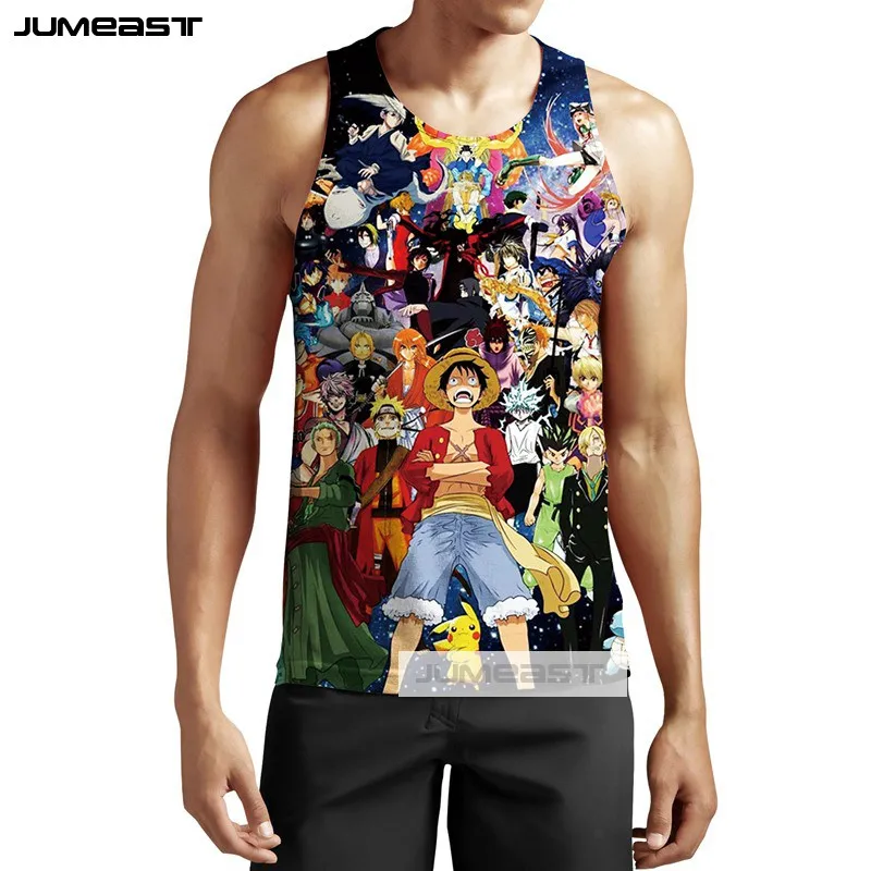 

Jumeast Brand New 3d Printed Japan Anime Characters Men/Women Tank Tops One Piece My Hero Academia Tee Unisex Sleeveless Shirt