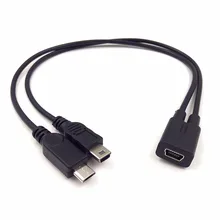 Мини USB отклонения в размерах на 1-2 Y сплиттер кабель, USB 2,0 Mini 5-контактный разъем на обоих концах для подключения внешних устройств к кабель+ кабель Micro USB Мужской преобразователя высокого Скорость зарядный кабель шнур