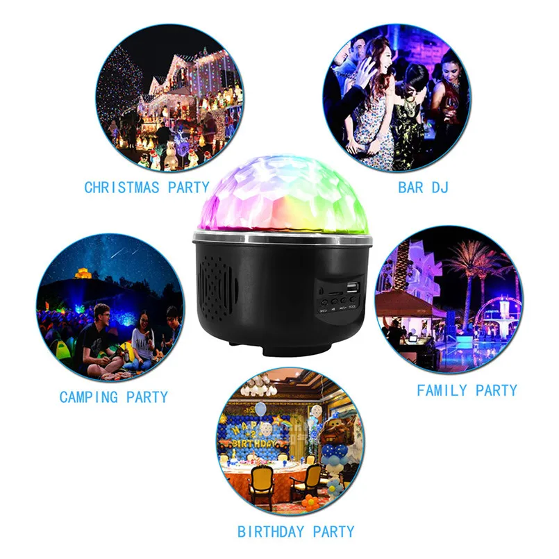 Led Garland Light Remote Control Crystal Magic Ball 10W 6 LED Stage Light Party Disco DJ Club KTV Luces De Navidad 35DC38