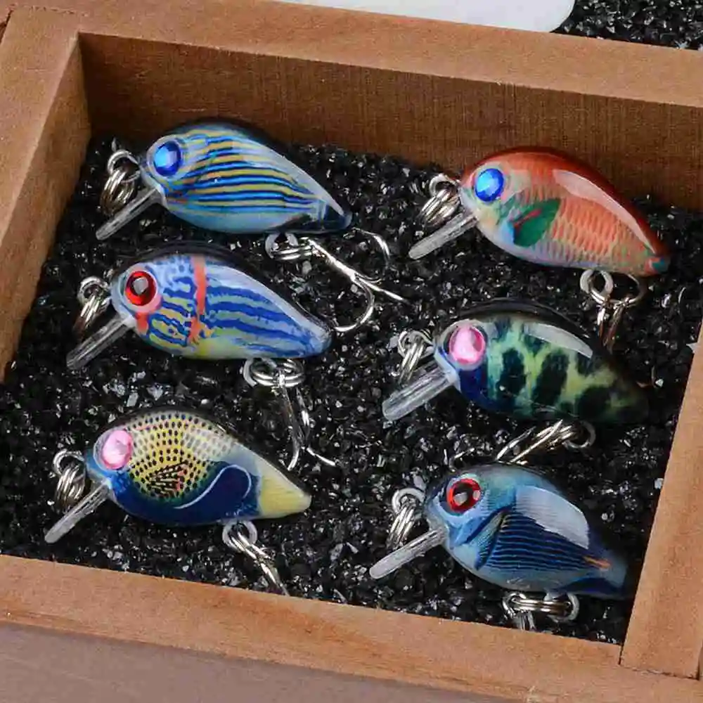 Peche 6 шт./компл. мини сумашедшая рыбалка приманка Реалистичная приманки из твердого пластика воблеры и крутящиеся приманки для рыбалки верхн...