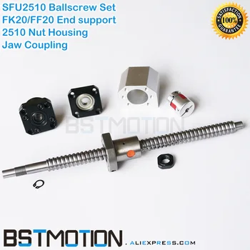 

SFU2510 Roller Ball screw 300 400 500 600 700 800 900 1000mm 1100 1200 1500mm + Ballnut+2510 Nut Bracket +FK20 FF20 +Jaw Coupler