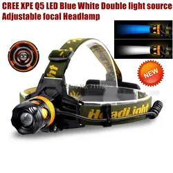 Alonefire HP82 CREE XPE Q5 2 LED синий белый двойной источник света фар Отдых налобный фонарь для 1/2x18650 аккумуляторная батарея