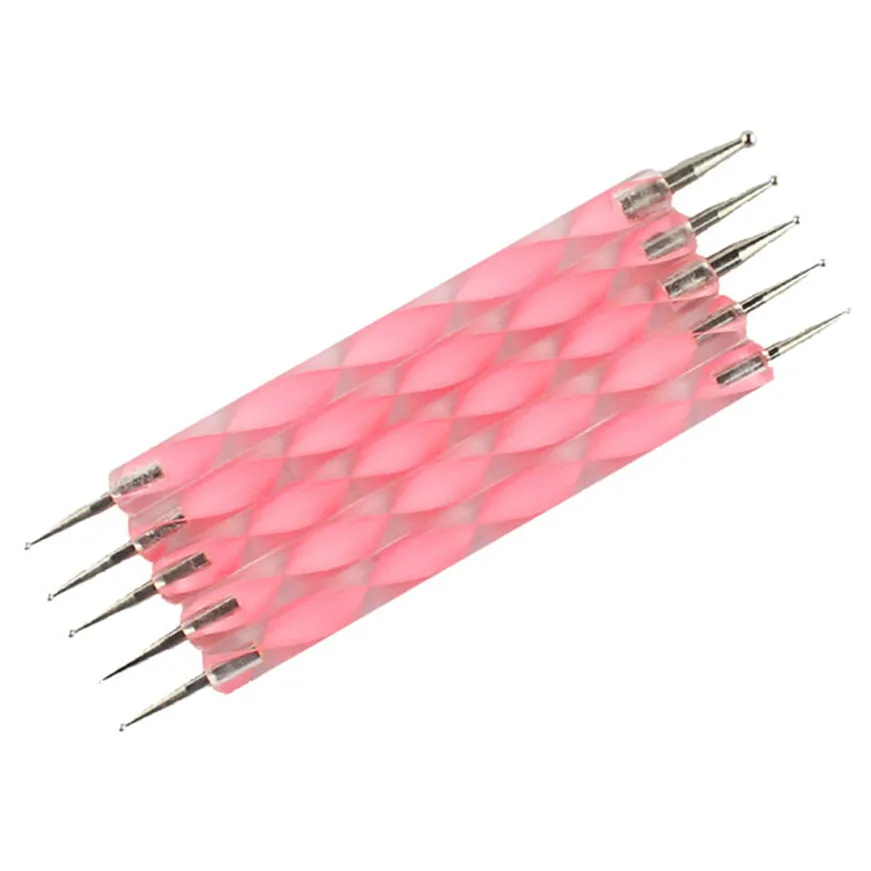 

2017 * New 5pcs 2 Way Dotting Manicure Tools Painting Pen Nail Art Pen Nail Care Pink nail art