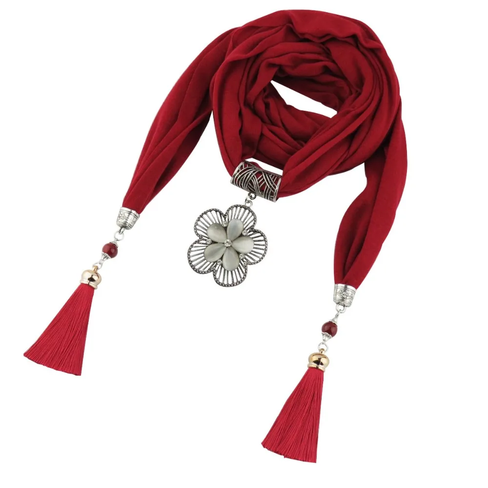 

Lady first 2018 alloy Flower Statement Unique Pendant Rhinestone Luxury Maxi scarf Necklace WF34