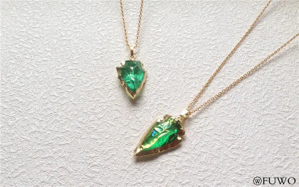 Aura Quartz Crystal Arrowhead Necklace 10