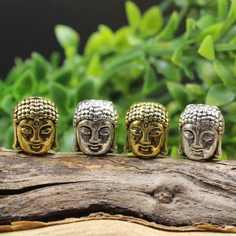 30pcs/lot High Quality Solid Silver Color Buddha Head Spacer Beads 11x9mm Decoration Charms DIY Jewelry Making Accessories | Украшения и