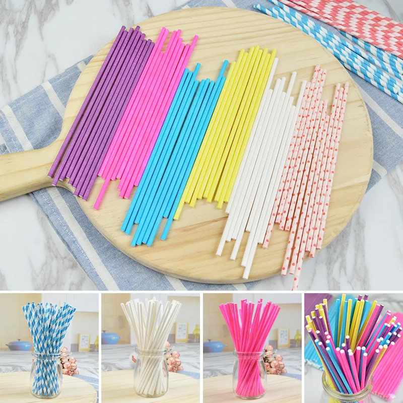 

Food grade Baking tools Colorful Paper Lollipop Sticks Cake Pop Sticks Favor Supplies for Craft Project Decoration 15cmx3.5mm