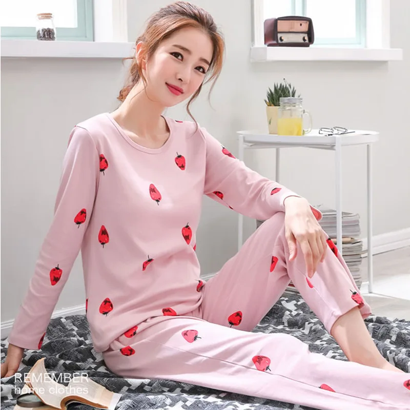 Новый список 2018 досуг хлопок Loungewear пижамы Женская одежда SleeveTops длинный комплект Дамы пижамные комплекты ночной костюм пижамы
