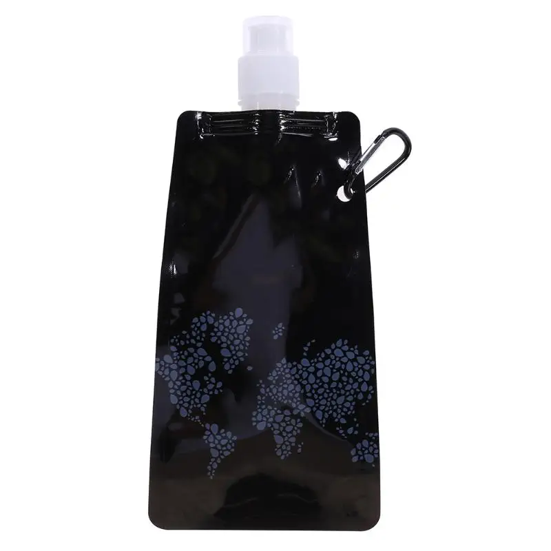 0.5L бутылки для воды сверхлегкие складные силиконовые чашки Спорт на открытом воздухе Туризм Кемпинг мягкая фляжка сумка для воды, складные дорожные сумки - Цвет: Черный