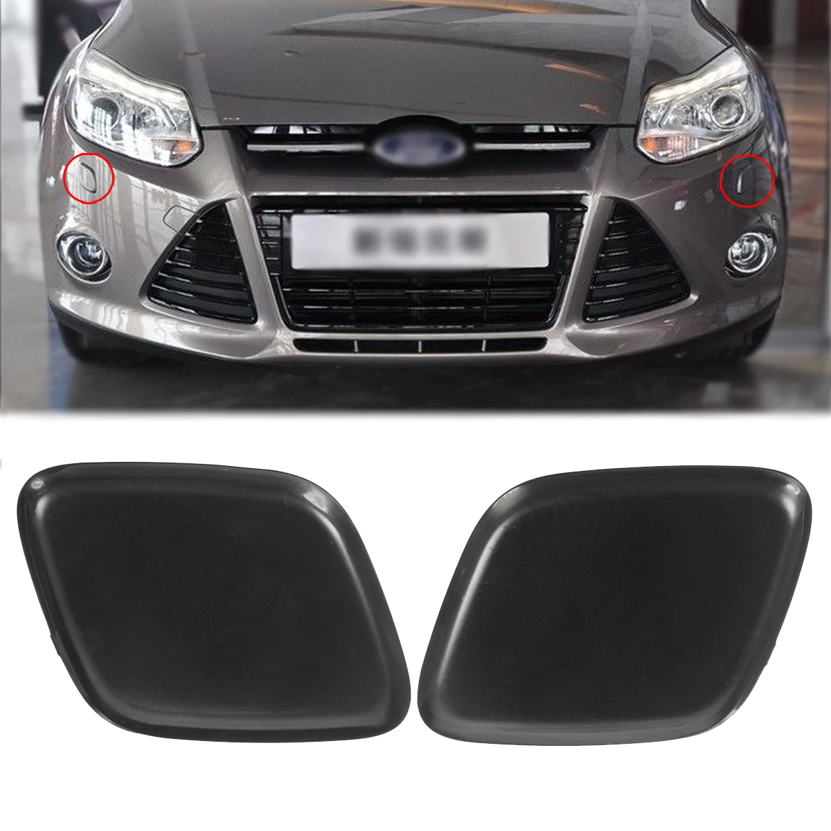 

Car Left/Right Black Bumper Headlight Washer Jet Primed Cover Cap For Ford/Focus 2012-2014