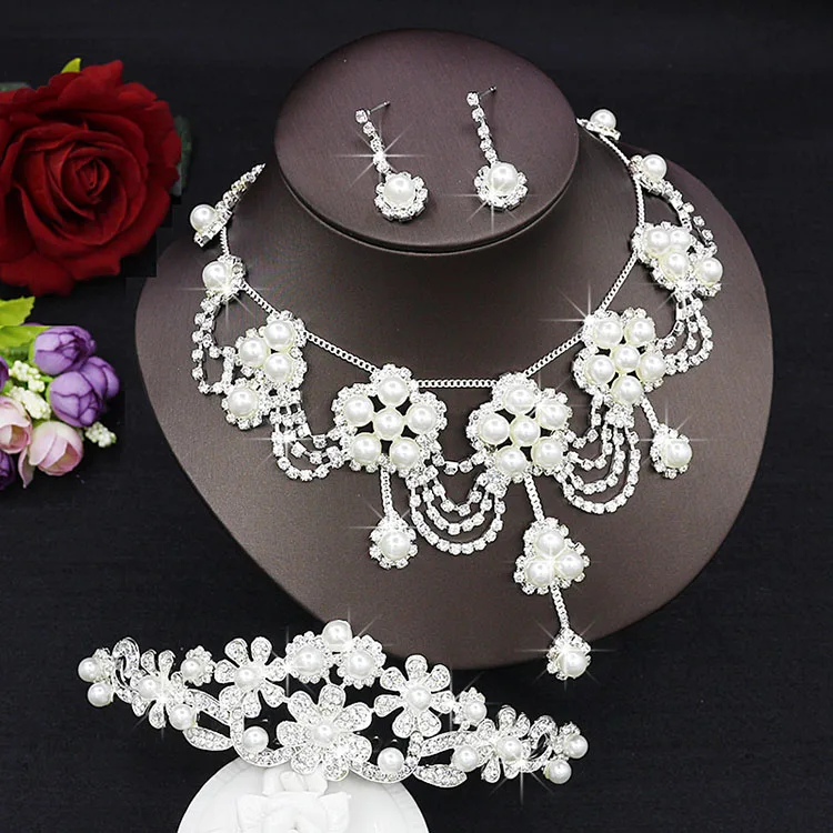   Cristal Conjunto De Jóias de Noiva Gota de Lágrima Strass Luxuoso Declaração Bib ColarBrincoacessórios do casamento Tiara  (7)