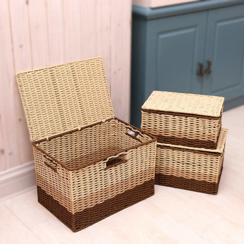 Деревенский бумажная коробка для хранения из ротанга для хранения коробка, корзина для хранения рабочего разное коробка Нижнее белье закуски для хранения
