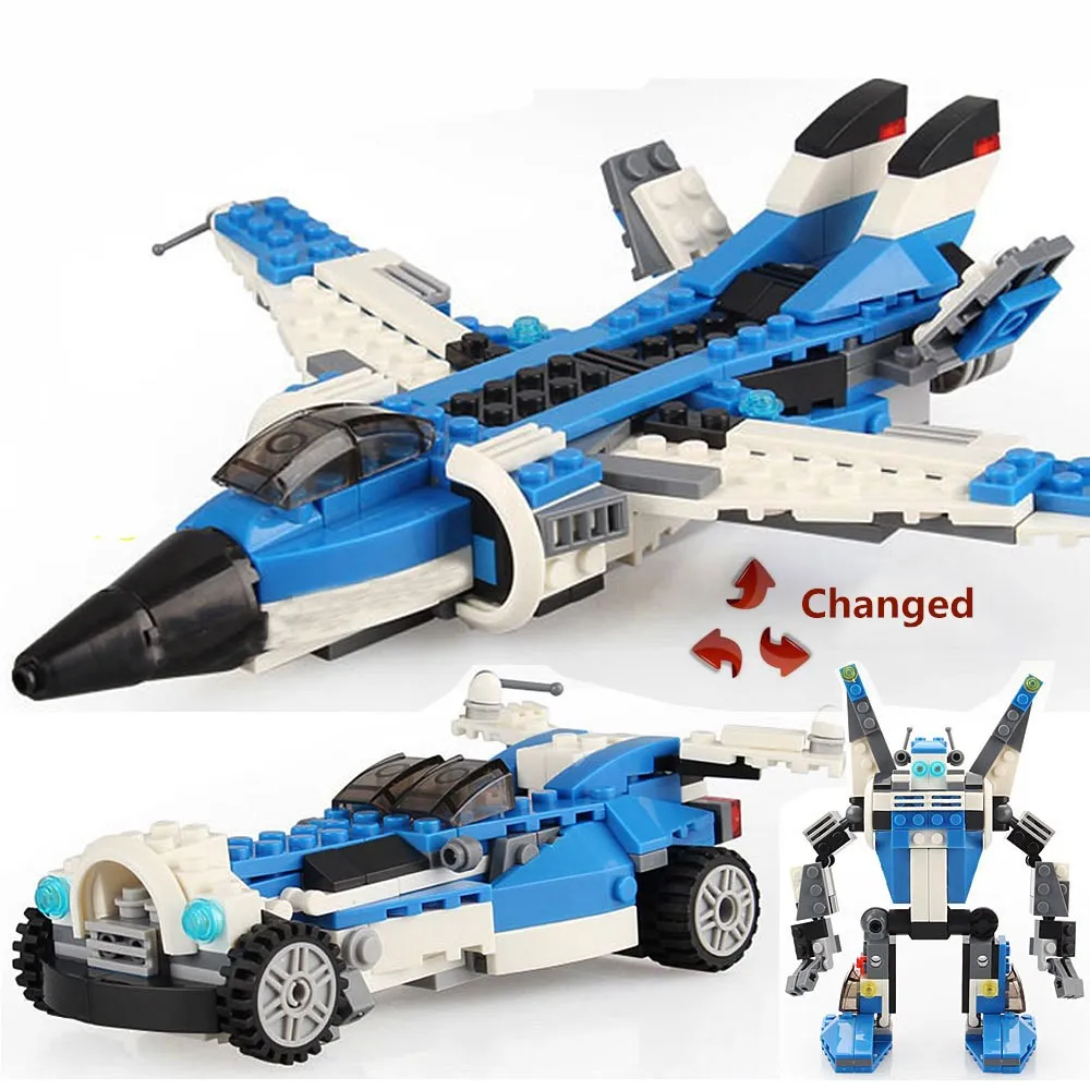 

241pcs 3 in 1 Race Car Airplane Robot Building Block Sets Transformable Model DIY Toys Compatible With LegoINGly Technic