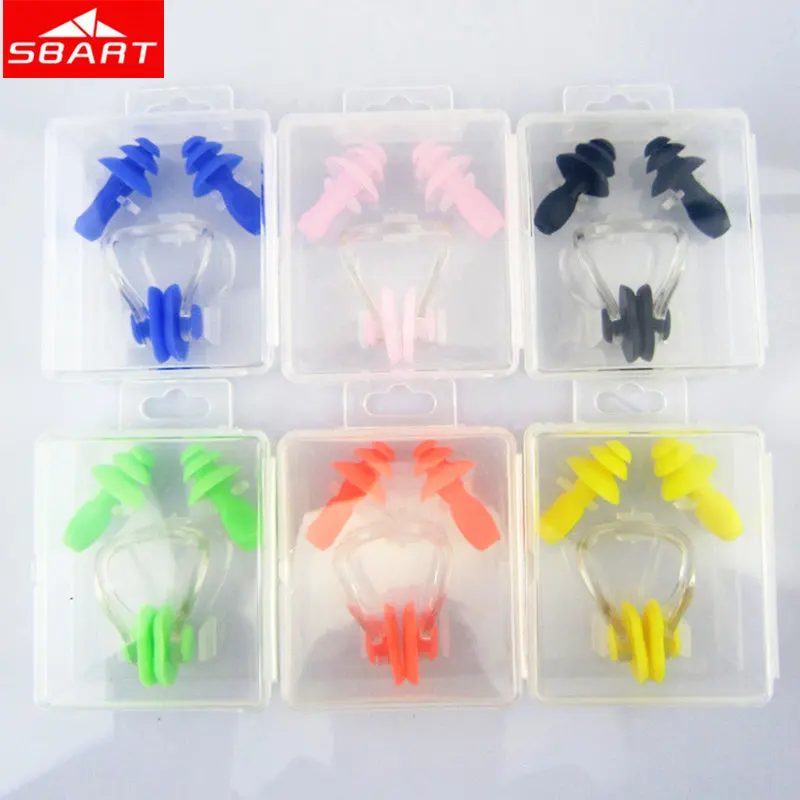 SBART 10X Swimming Nose/Ear Clips Adult Soft Silicone Mushroom Shape Swimming Nose/Ear Clips with Boxes Water Sports Accessories