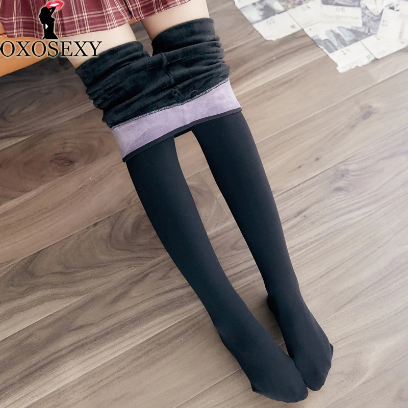 Зимние женские колготки Collant черные 220 г Осенние бархатные шелковые чулки medias De