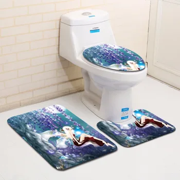 

Dreamland 3 Pcs Bathroom Mat Set Non-slip Bath Carpet Absorbent Non-slip Bath Mat Toilet Cover Decoration Bath Floor Mat