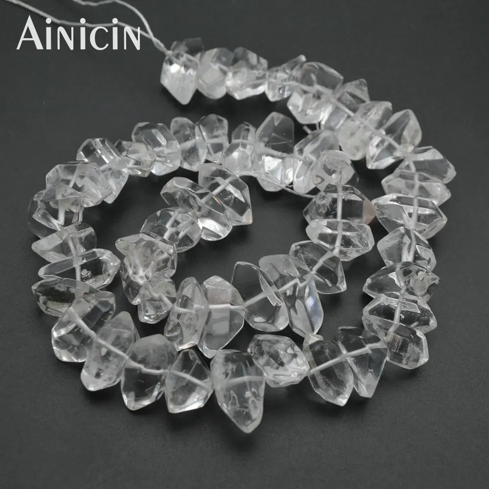 

Faceted Transparency Double Cone Pointed Rock Crystal Natural Semi-precious Stone Strand Loose Beads 5 Strand/lot