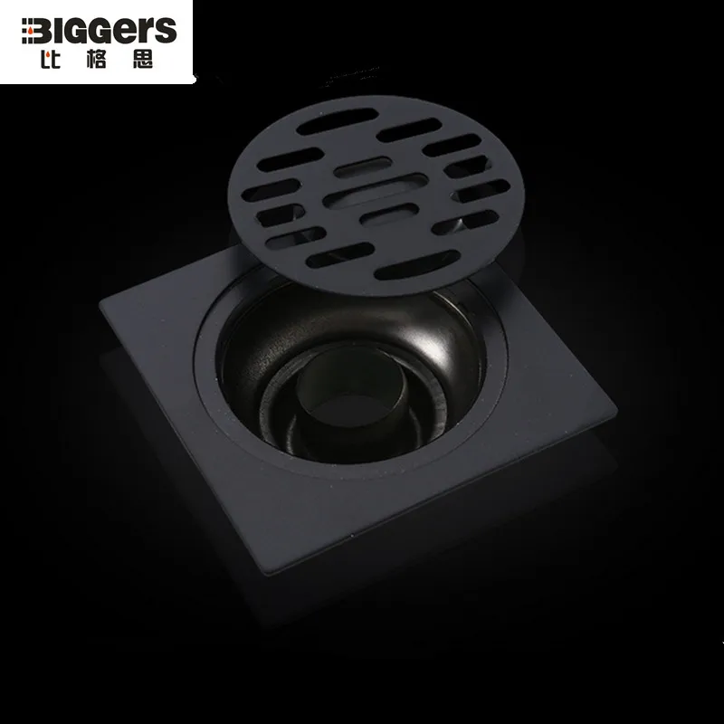 

Free shipping Fashion black color bathroom accessories 304 stainless steel bathroom shower floor drain 10x10cm size