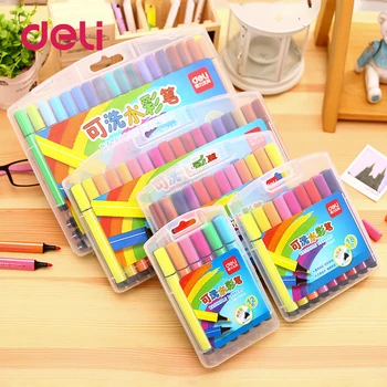 

Deli 1pcs painting watercolor maker pens 18/24/36/48/100 colors washable markers gift for kids colored pen drawing supplies