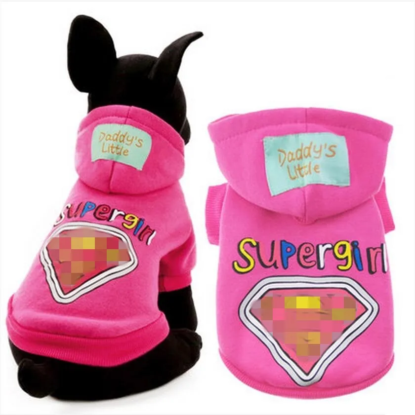 Осень Зима собака Толстовка Пальто Щенок рубашка собака кошка жилет одежда для маленьких домашнее животное Чихуахуа XXS XS s m l - Цвет: Supergirl Pink